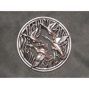 Vintage Ducks in Flight Sarah Coventry Brooch-Pendant Openwork